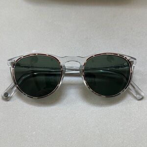 Warby Parker Haskell Sunglasses: Transparent Frame with Tortoise Lenses